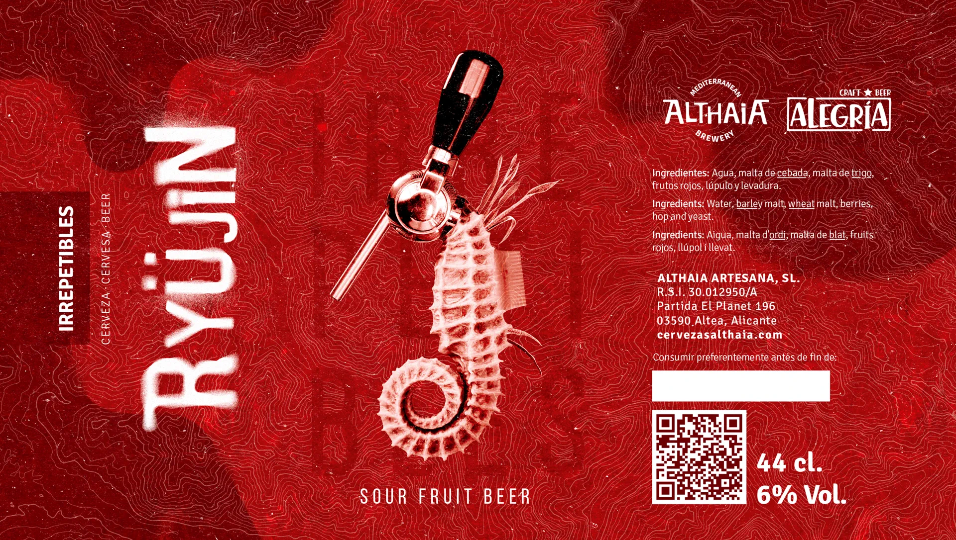 Disseny d'etiqueta de cervesa artesana Ryūjin per a Cerveses Althaia