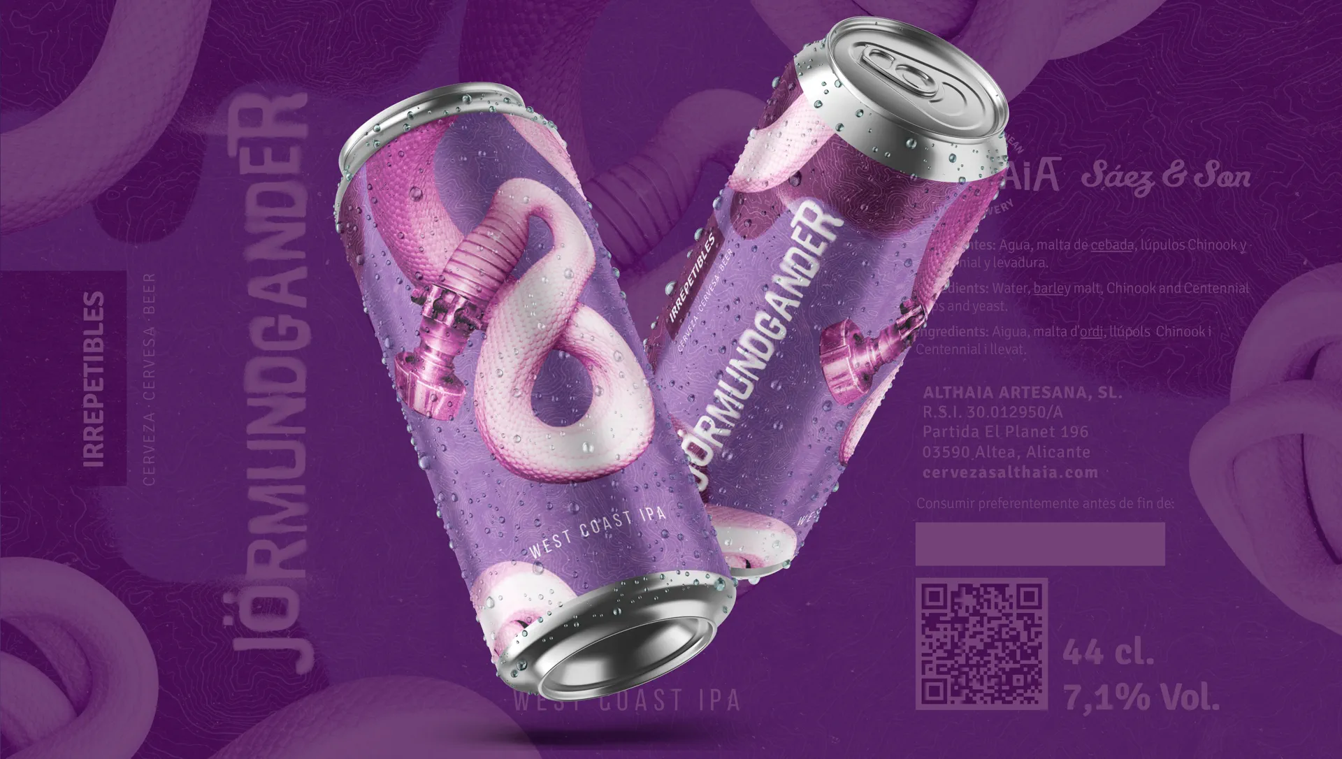 Disseny d'etiqueta de cervesa artesana Jörmungandr per a Cerveses Althaia