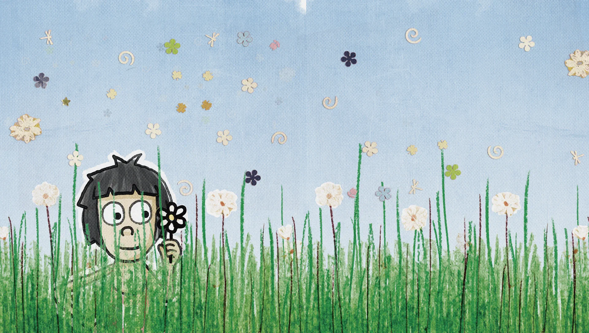 Il·lustració de conte infantil amb collage i textures