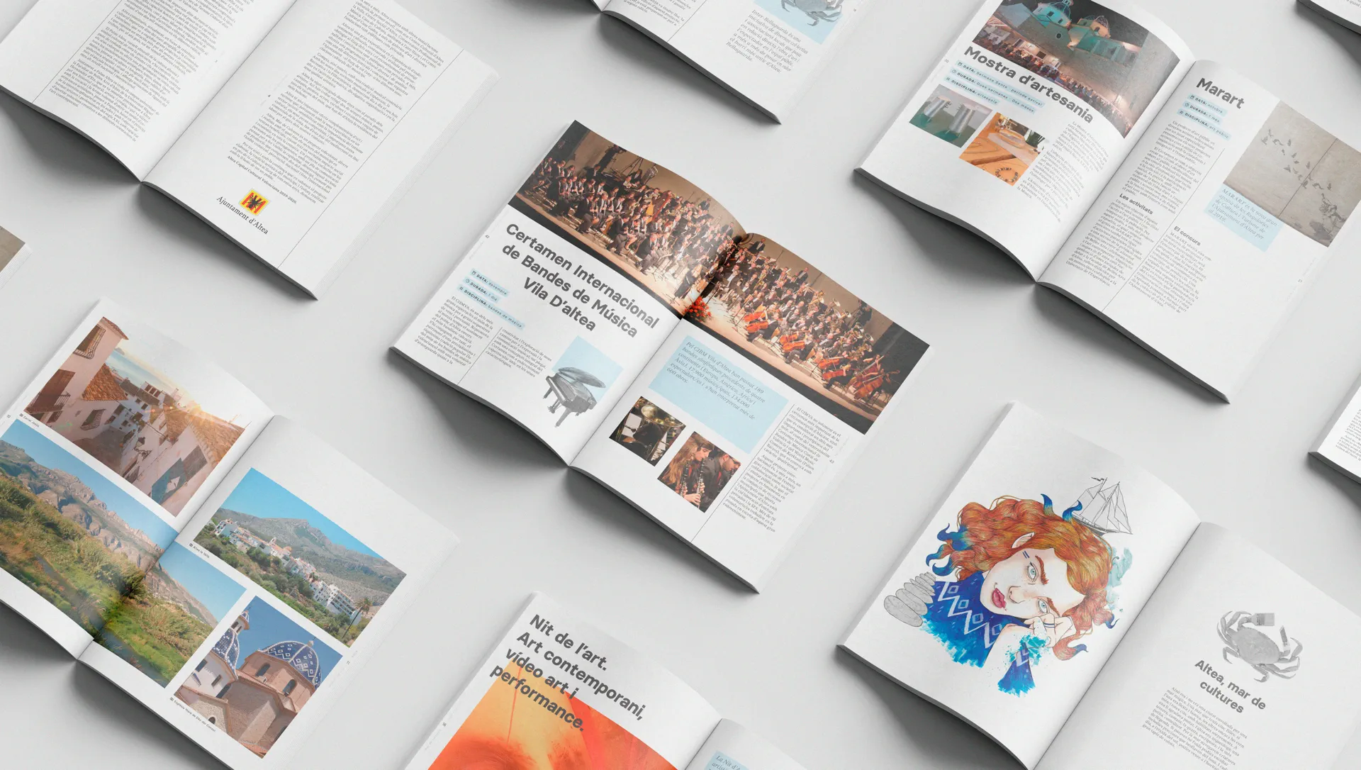 Maquetació editorial del dossier oficial de candidatura amb la identitat visual d'Altea, mar de cultures