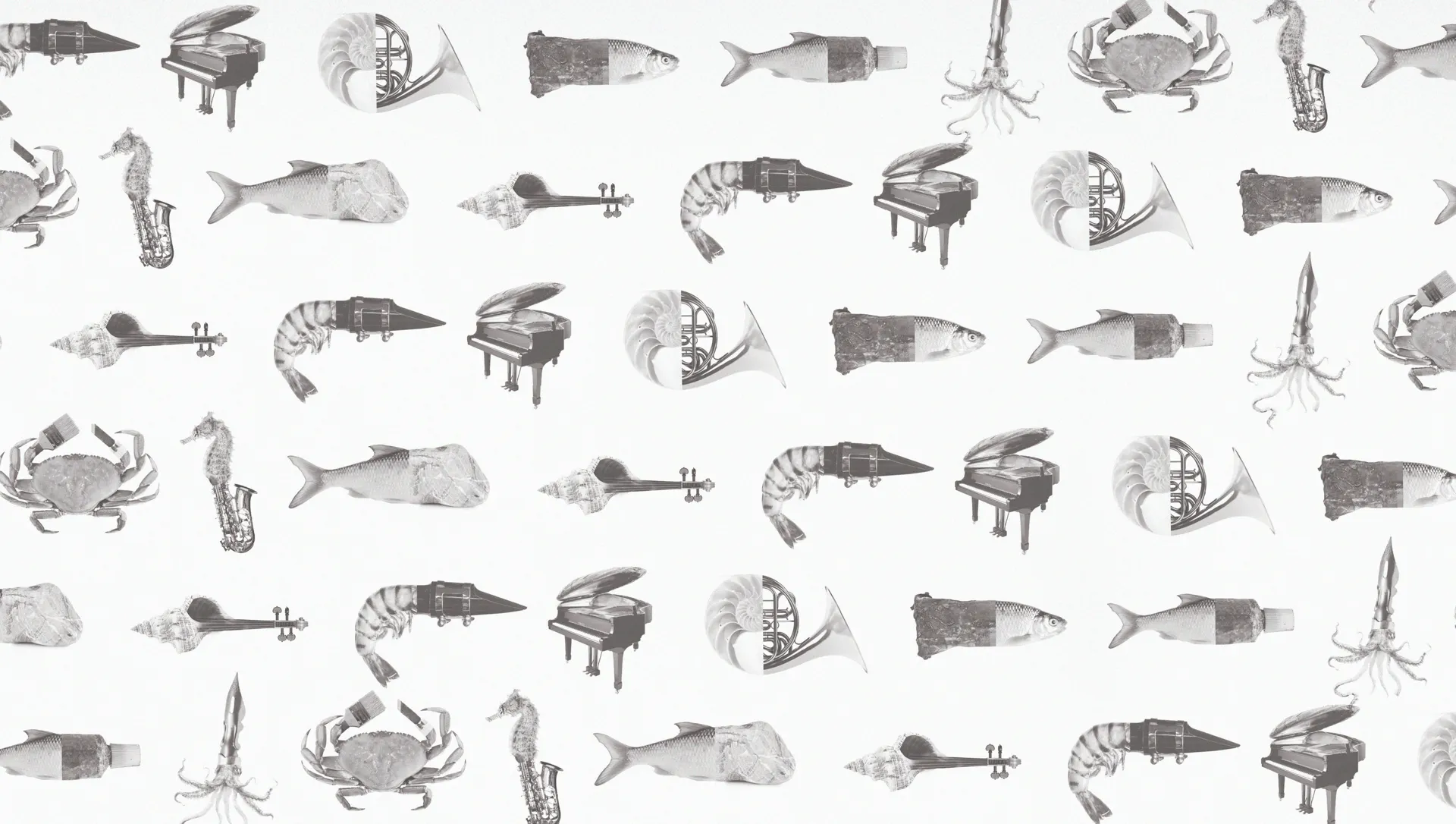 Identitat visual d'Altea, mar de cultures: collage d'elements marins i instruments musicals