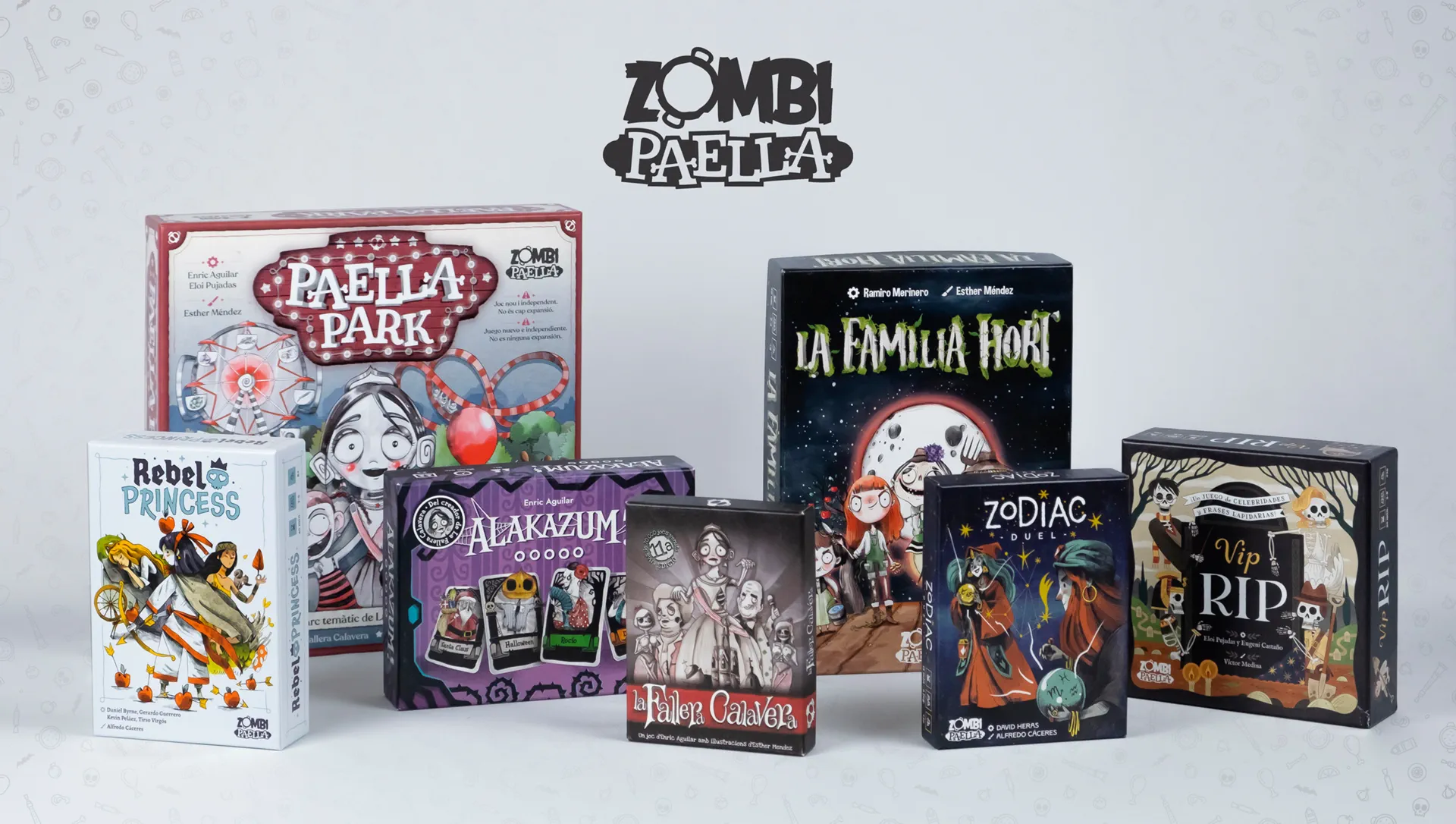 Packaging i caixa d'un joc de taula de Zombi Paella